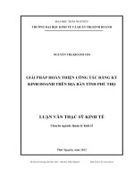 Giải pháp hoàn thiện công tác đăng ký kinh doanh trên địa bàn tỉnh Phú Thọ