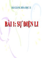 bài giảng hóa học 11 bài 1 sự điện ly
