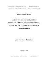 Nghiên cứu đa dạng cây thuốc thuộc ngành Mộc lan (Magnoliophyta) ở vùng bãi bồi ven biển huyện Kim Sơn, tỉnh Ninh Bình