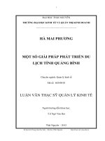 Một số giải pháp phát triển du lịch tỉnh Quảng Bình.