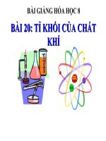 bài giảng hóa học 8 bài 20 tỉ khối của chất khí