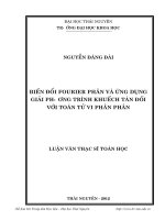 Biến đổi Fourier phân và ứng dụng giải phương trình khuếch tán đối với toán tử vi phân phân