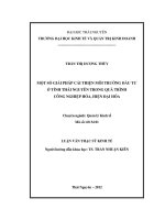 Một số giải pháp cải thiện môi trường đầu tư ở tỉnh Thái Nguyên trong quá trình công nghiệp hóa, hiện đại hóa
