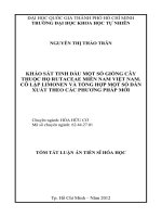 KHẢO SÁT TINH DẦU MỘT SỐ GIỐNG CÂY THUỘC HỌ RUTACEAE MIỀN NAM VIỆT NAM. CÔ LẬP LIMONEN VÀ TỔNG HỢP MỘT SỐ DẪN XUẤT THEO CÁC PHƯƠNG PHÁP MỚI