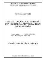 tính giải được và các tính chất của nghiệm của một số bài toán biên phi tuyến