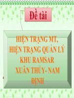 Đề tài hiện trạng môi trường, hiện trạng quản lý khu ramsar xuân thủy nam định