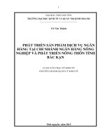 Phát triển sản phẩm dịch vụ ngân hàng tại chi nhánh Ngân hàng Nông nghiệp và Phát triển Nông thôn tỉnh Bắc Kạn