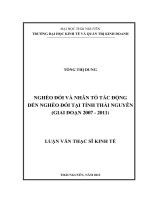 Nghèo đói và nhân tố tác động đến nghèo đói tại tỉnh Thái Nguyên giai đoạn 2007 đến 2011