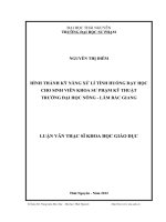 Hình thành kỹ năng xử lý tình huống dạy học cho sinh viên khoa sư phạm kỹ thuật trường Đại học Nông Lâm Bắc Giang