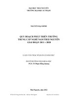 Quy hoạch phát triển trường trung cấp nghề nam Thái Nguyên giai đoạn 2011 đến 2020