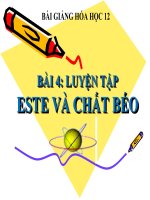 bài giảng hóa học 12 bài 4 luyện tập este và chất béo