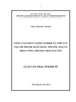 Nâng cao chất lượng nghiệp vụ cho vay tại chi nhánh Ngân hàng Thương mại Cổ phần Công thương Thái Nguyên