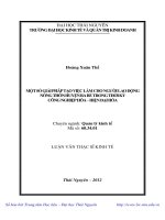 Một số giải pháp tạo việc làm cho người lao động nông thôn huyện Ba Bể trong thời kỳ công nghiệp hóa, hiện đại hóa