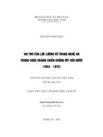 vai trò của lực lượng vũ trang nghệ an trong cuộc kháng chiến chống mỹ cứu nước (1954 - 1975)