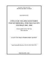 Công cuộc xóa đói, giảm nghèo ở Huyện Định Hóa, Tỉnh Thái Nguyên giai đoạn 2001 đến 2010