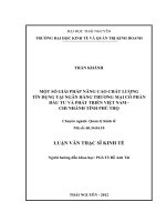 Một số giải pháp nâng cao chất lượng tín dụng tại Ngân hàng Thương mại Cổ phần Đầu tư và Phát triển Việt Nam, chi nhánh tỉnh Phú Thọ