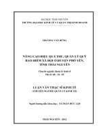 Nâng cao hiệu quả thu, quản lý quỹ bảo hiểm xã hội ở huyện Phổ Yên, Thái Nguyên