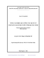 Nâng cao hiệu quả công tác quản lý chi ngân sách nhà nước tỉnh Quảng Ninh