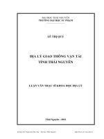Địa lý giao thông vận tải tỉnh thái nguyên