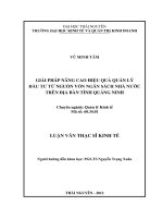 Giải pháp nâng cao hiệu quả quản lý đầu tư từ nguồn vốn ngân sách nhà nước trên địa bàn tỉnh Quảng Ninh