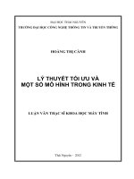 Lý thuyết tối ưu và một số mô hình trong kinh tế
