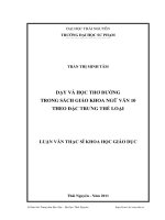 dạy học thơ đường trong sách giáo khoa ngữ văn 10 theo đặc trưng thể loại