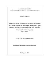 Nghiên cứu và đề xuất một số giải pháp nhằm nâng cao vai trò của phụ nữ nông thôn trong phát triển kinh tế hộ ở huyện Đồng Hỷ tỉnh Thái Nguyên