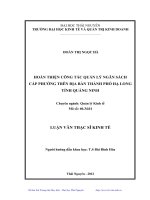 Hoàn thiện công tác quản lý ngân sách cấp phường trên địa bàn thành phố Hạ Long tỉnh Quảng Ninh