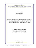 Nghiên cứu một số giải pháp chủ yếu tạo việc làm cho thanh niên nông thôn huyện Phú Lương, tỉnh Thái Nguyên