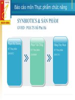 BÁO CÁO MÔN HỌC : SYNBIOTICS VÀ SẢN  PHẨM