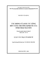 Tác động của đầu tư công đến tăng trưởng kinh tế của tỉnh Thái Nguyên