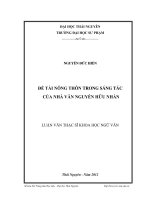 luận văn thạc sĩ đề tài nông thôn trong sáng tác của nhà văn nguyễn hữu nhàn
