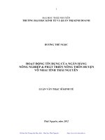 Hoạt động tín dụng của Ngân hàng Nông nghiệp và Phát triển Nông thôn huyện Võ Nhai tỉnh Thái Nguyên