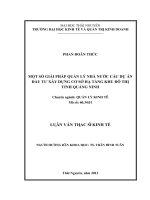 Một số giải pháp quản lý nhà nước các dự án đầu tư xây dựng cơ sở hạ tầng khu đô thị tỉnh Quảng Ninh