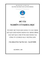 tổ chức công tác kế toán bán hàng và xác định kết quả bán hàng nhằm xác định chính xác kết quả cho từng mặt hàng tại công ty cổ phần may trường sơn