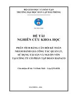 phân tích bảng cân đối kế toán nhằm đánh giá công tác quản lý, sử dụng tài sản và nguồn vốn tại công ty cổ phần tập đoàn hapaco