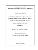 Phương án sử dụng lao động và đất đai cho phát triển cây chè của huyện Đồng Hỷ tỉnh Thái Nguyên giai đoạn 2012 đến 2020