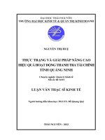 Thực trạng và giải pháp nâng cao hiệu quả hoạt động thanh tra tài chính tỉnh Quảng Ninh