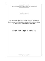 Một số giải pháp nâng cao chất lượng hoạt động tín dụng trung và dài tại Ngân hàng Nông nghiệp và Phát triển Nông thôn Quảng Ninh