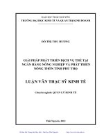 Giải pháp phát triển dịch vụ thẻ tại Ngân hàng Nông nghiệp và Phát triển Nông thôn tỉnh Phú Thọ