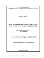 Giải pháp phát triển bền vững các khu công nghiệp trên địa bàn huyện Phú Bình