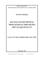 Bài toán sắp xếp mờ dùng trong đánh giá theo hướng tiếp cận đại số gia tử