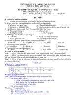bộ đề kiểm tra chất lượng môn sinh học lớp 7 tham khảo