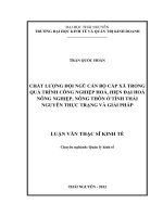 Chất lượng đội ngũ cán bộ cấp xã trong quá trình công nghiệp hóa, hiện đại hóa nông nghiệp, nông thôn ở tỉnh Thái Nguyên thực trạng và giải pháp