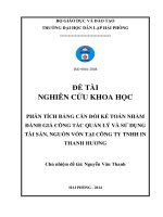 phân tích bảng cân đối kế toán nhằm đánh giá công tác quản lý và sử dụng tài sản, nguồn vốn tại công ty tnhh in thanh hương