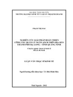 Nghiên cứu giải pháp hoàn thiện công tác quản lý ngân sách trên địa bàn thành phố Hạ Long, tỉnh Quảng Ninh