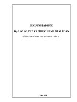 ĐỀ CƯƠNG BÀI GIẢNG  ĐẠI SỐ SƠ CẤP VÀ THỰC HÀNH GIẢI TOÁN  (TÀI LIỆU DÙNG CHO SINH VIÊN ĐHSP TOÁN  LÝ)