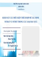 khảo sát các điều kiện thích hợp để xác định nitrat và nitrit trong các loại rau quả
