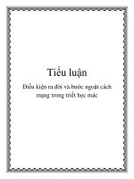 Tiểu luận điều kiện ra đời và bước ngoặt cách mạng trong triết học mác