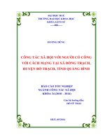 công tác xã hội với người có công với cách mạng tại xã đồng trạch, huyện bố trạch, tỉnh quảng bình
